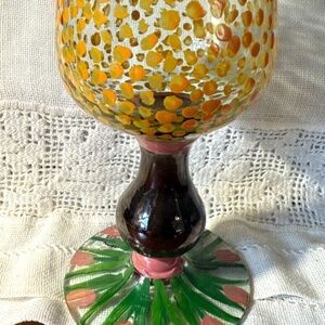Vintage, MacKenzie Childs Vintage "Piccadilly Circus Rose" Wine/Juice Goblets